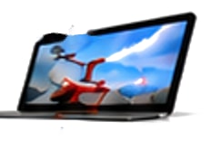 A laptop showing a FireBozz sprinkler in a mountain landscape.