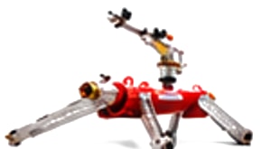 FireBozz Magnum sprinkler on its folding legs.