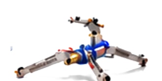 FireBozz Mini sprinkler with a blue body on folding legs.